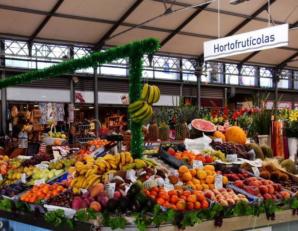 Fruit and flower view of the Central Market of the Portuguese city of Figueira da Foz